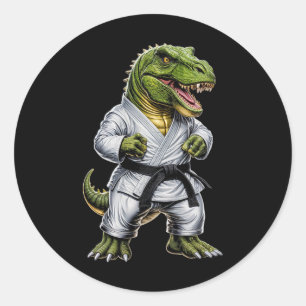 Rex Martial Arts Dinosaur Karate Judo Bjj Fighter Runt Klistermärke