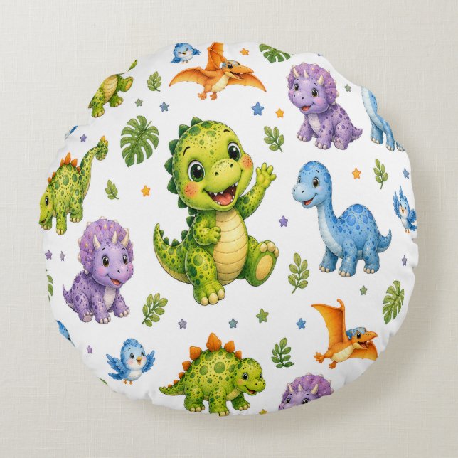 Rex Och Dino-Mite Vänner Rund Kudde (Framsidan)
