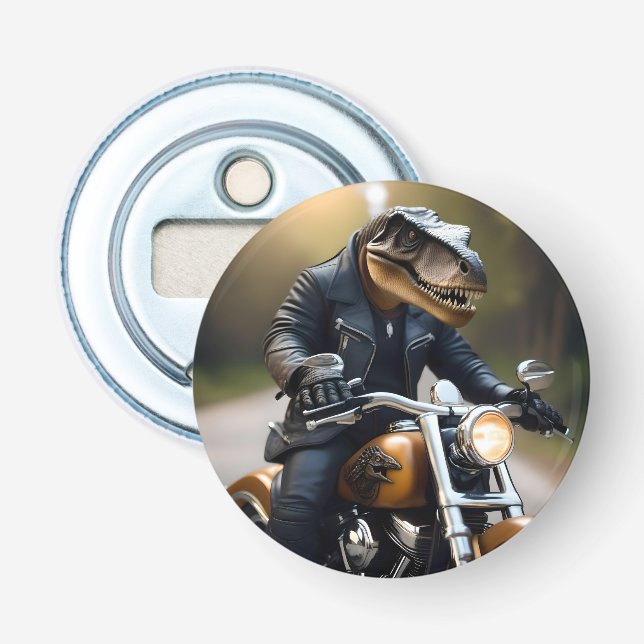 Rex: T-Rex i Leaders på motorcykel. Flasköppnare (Framsidan)