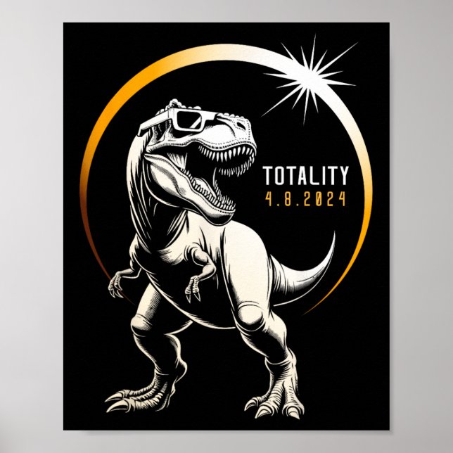 Rex Total Solar Eclipse 2024 Dinosaur April 8 Mana Poster (Framsidan)