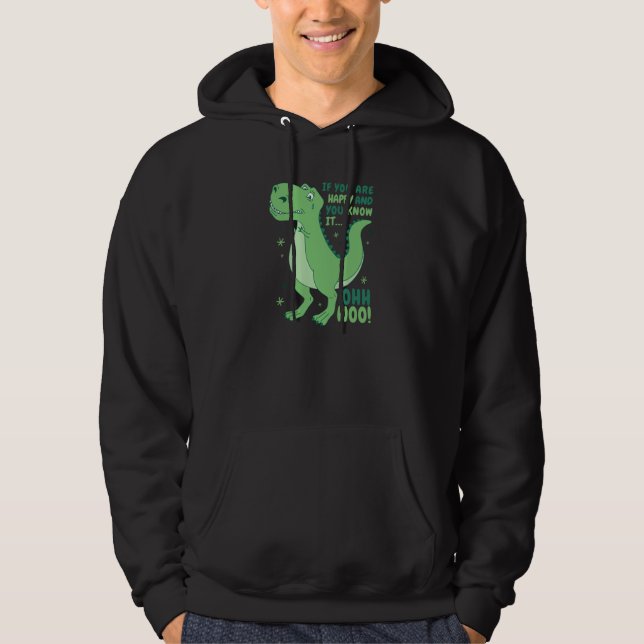 Rex trying to Clap Happy Dinosaur Kids Cute Hoodie (Framsida)