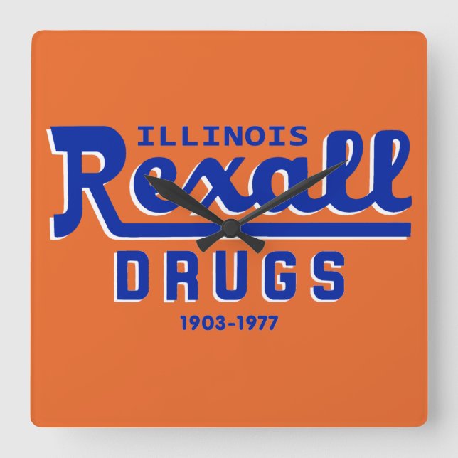 Rexall Drug of Illinois - 1903-1977 Fyrkantig Klocka (Framsida)