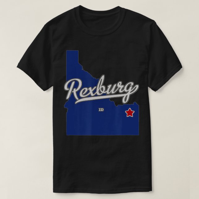 Rexburg Idaho ID Karta T Shirt (Design framsida)