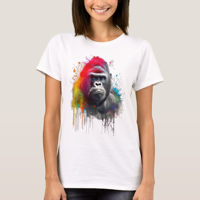 Rey de la Selva: Majestuoso Gorila Espald T Shirt (Framsida)