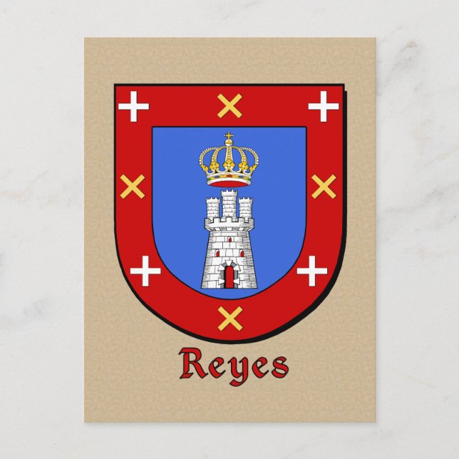 Reyes Family Heraldic Shield Vykort (Framsida)