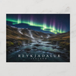 Reykjadalur Ångdalens varma floden Aurora Vykort