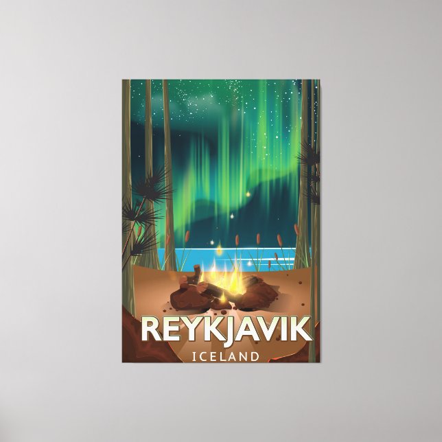 Reykjavik Camping Vintage resor Poster Canvastryck (Framsida)