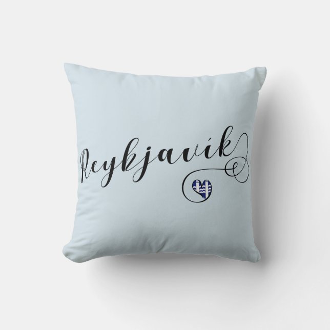 Reykjavík Heart Throw Cushion, Island Kudde (Framsida)