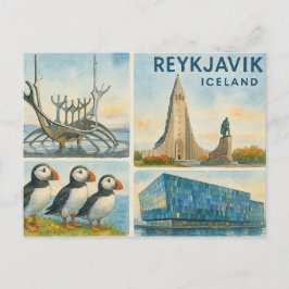 Reykjavik Iceland multiview  Vykort
