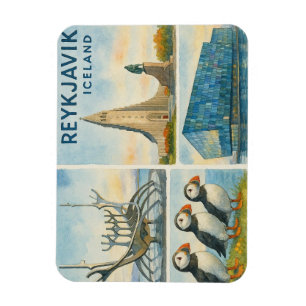 Reykjavik Island flervy Magnet