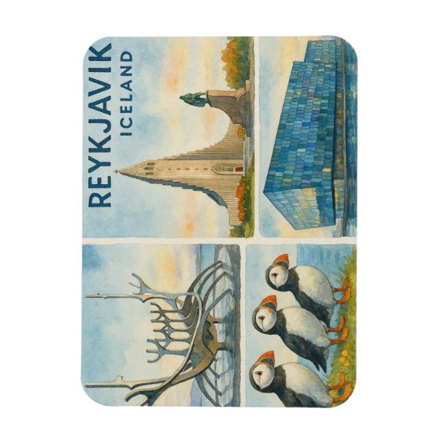 Reykjavik Island flervy  Magnet (Vertikal)