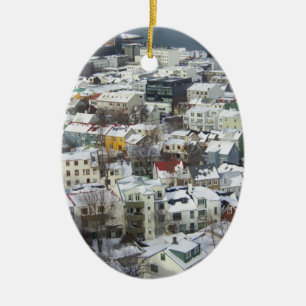 Reykjavik island julgransprydnad keramik