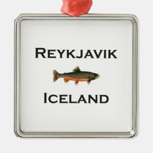 Reykjavik island julgransprydnad metall