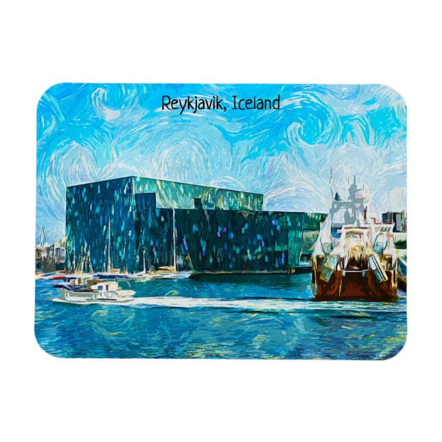 Reykjavik Island Oil Paint Magnet (Horisontell)