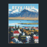 Reykjavík Island Resa Konst Vintage Vykort<br><div class="desc">Reykjavík retro vektor resedesign. Reykjavík är den nordligaste huvudstaden i en suverän stat i världen. Det är bland de renligaste,  grönaste och säkraste städerna i världen.</div>