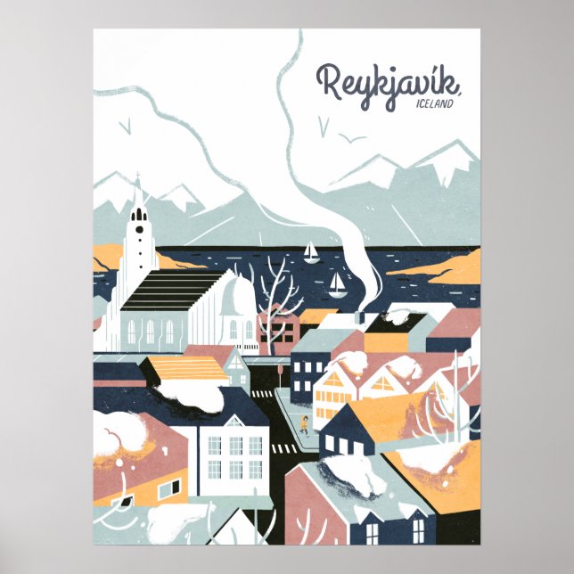 Reykjavik, Island, reseaffisch Poster (Framsidan)