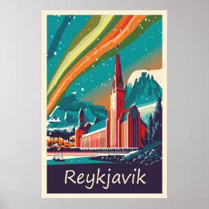 Reykjavik, Island, reseaffisch Poster