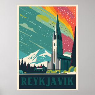 Reykjavik, Island, reseaffisch Poster