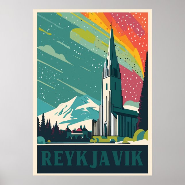 Reykjavik, Island, reseaffisch Poster (Framsidan)