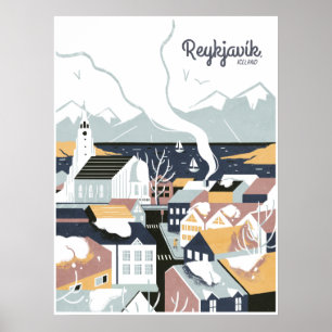Reykjavik island, reser affischen poster