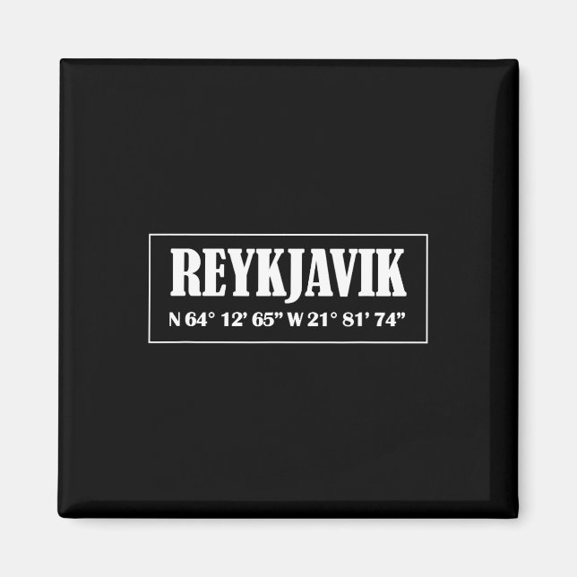 Reykjavik Island Stad Koordinater  Magnet (Framsidan)
