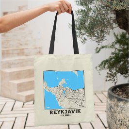 Reykjavik, Island Stadskarta Totebag Tygkasse
