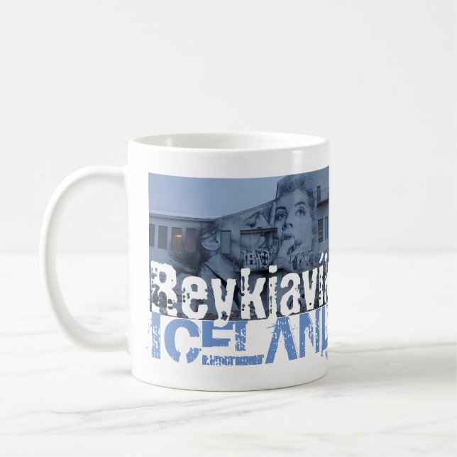Reykjavik Island street mural Kaffemugg (Vänster)