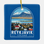 Reykjavík Island Travel Art Vintage Julgransprydnad Keramik<br><div class="desc">Reykjavík-retro-vektorns färdedesign. Reykjavík är världens nordligaste huvudstad i en suverän stat. Det är en av världens renaste,  grönaste och säkrare städer.</div>