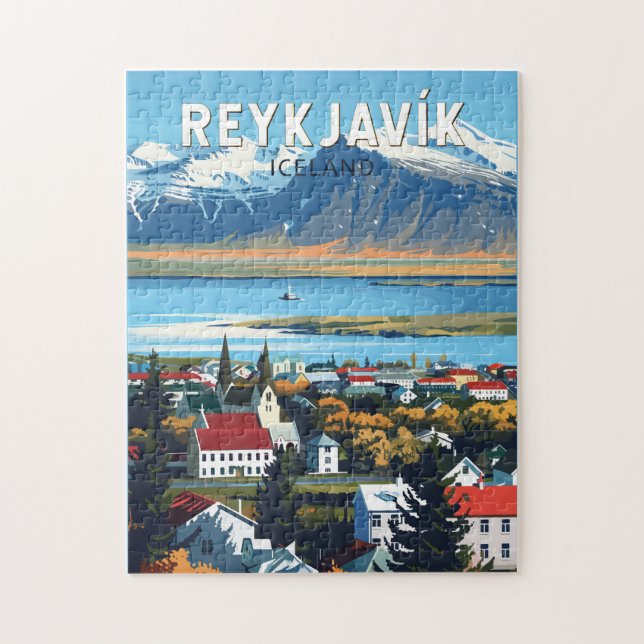 Reykjavík Island Travel Art Vintage Pussel (Vertikal)