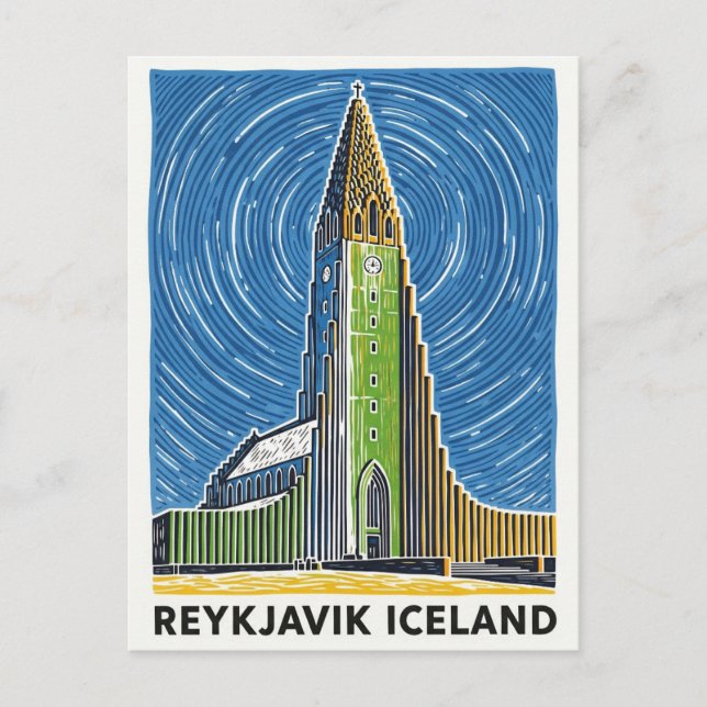 Reykjavík Island Travel Vykort (Framsida)