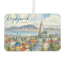Reykjavik Island vattenfärg souvenir