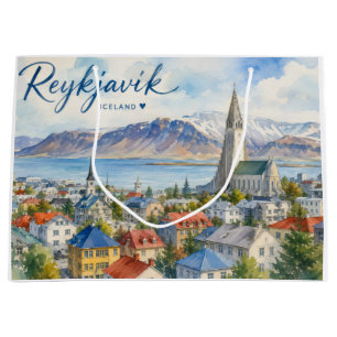 Reykjavik Island vattenfärgssouvenir