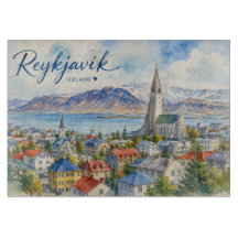Reykjavik Island vattenfärgssouvenir
