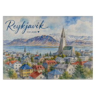 Reykjavik Island vattenfärgssouvenir