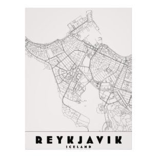 Reykjavik Island Vintage Reskarta Fototryck