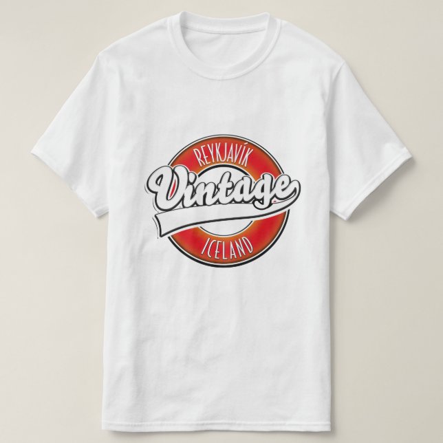Reykjavík Island vitnage logotyp T Shirt (Design framsida)