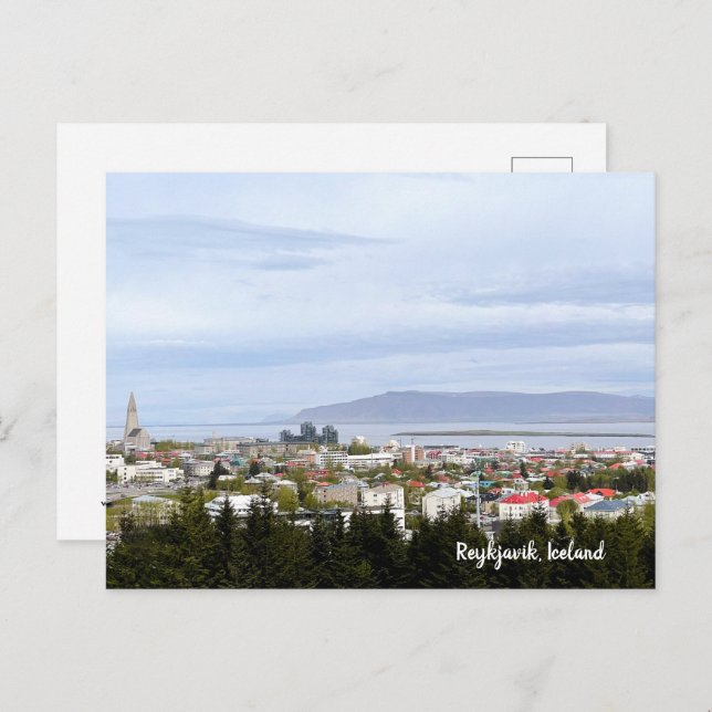 Reykjavik-Islandet Cityscape Photo Text-vykort Vykort (Fram/baksida)