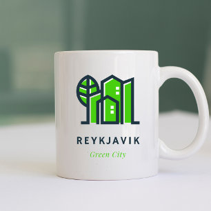 Reykjavik-Islandet Hållbar Grönt stad Kaffemugg