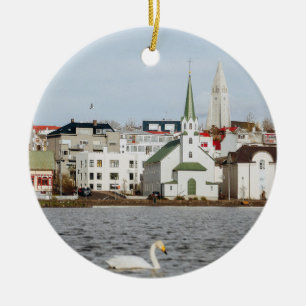 Reykjavik-Islandet Julgransprydnad Keramik