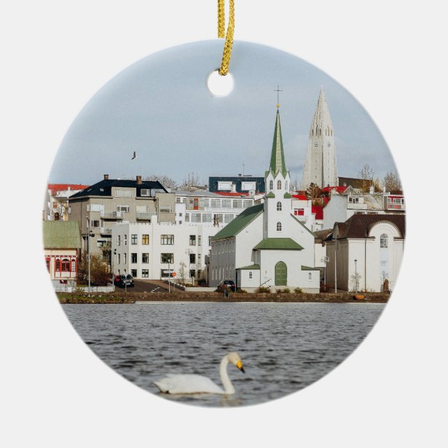 Reykjavik-Islandet Julgransprydnad Keramik (Framsidan)