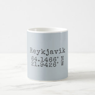 Reykjavik-Islandet latitud och longitud Kaffemugg