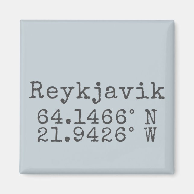 Reykjavik-Islandet Latitude Longitud Magnet (Framsidan)