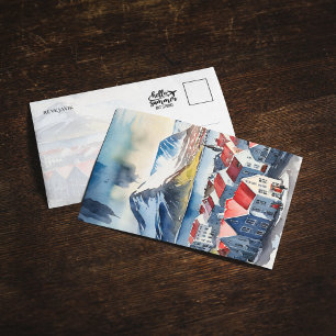 Reykjavik-Islandet Vatercolor Postcard Inbjudningar