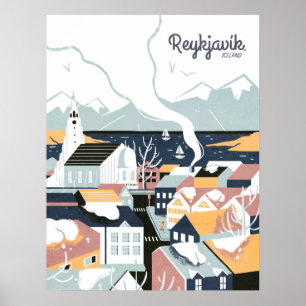 Reykjavik, Islandet Vintage resor Poster