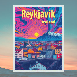 Reykjavik-Islandets helgdag färglöst Retro-vykort Vykort