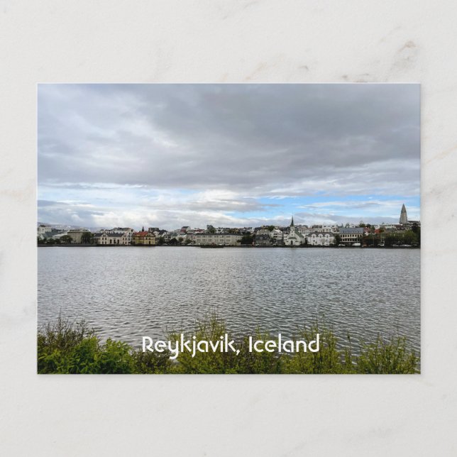 Reykjavik-Islandets vy från Tjornin Personalize Vykort (Framsida)