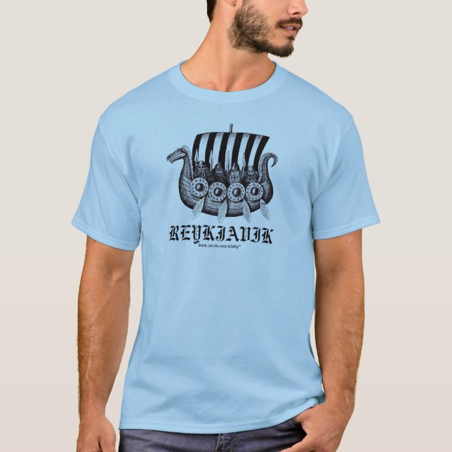 Reykjavik islandt-skjorta med vikings i drekar t shirt (Framsida)