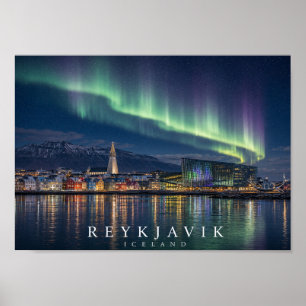 Reykjavík Strandpromenad Hamnutsikt Island A4 Poster