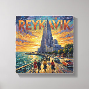 Reykjavik Strandpromenadens Lysande Kyrka Canvas