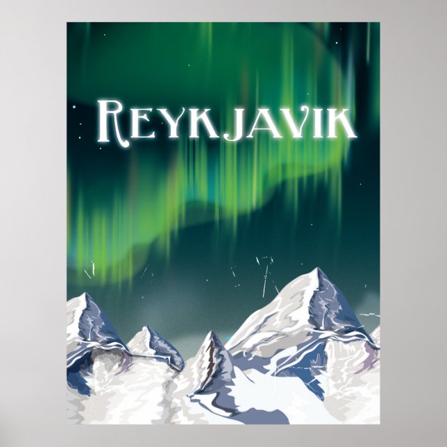 Reykjavik Vintage Resoraffisch Poster (Framsidan)